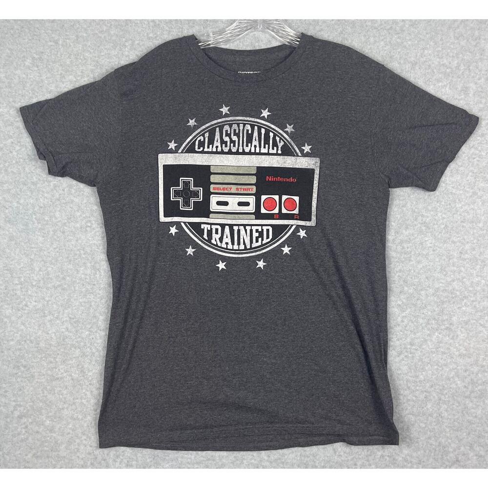 Nintendo NES Controller "Classically Trained" Gaming T Shirt Size L Grey